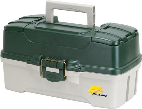 plano 3-tray green metallic/off-white w/ top access tackle box|3 tier tackle box.